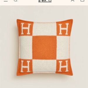 2 Hermes Orange and Cream Decorative Pillow
